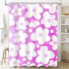 Vintage Style Floral Shower Curtain Waterproof Bathroom Decor Home Decoration Pink White Flower Pattern Print Fabric Liner Size: