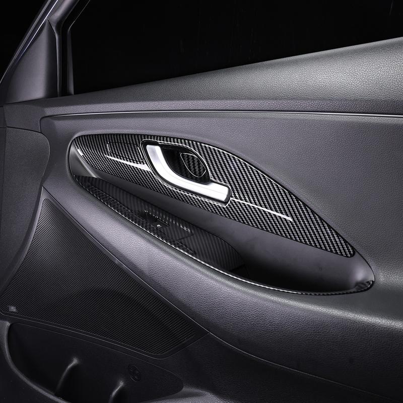For Hyundai I30/I30 N 2017-2025 Car Tuning Carbon Fiber Inner door handle Cover Accessories LHD/RHD