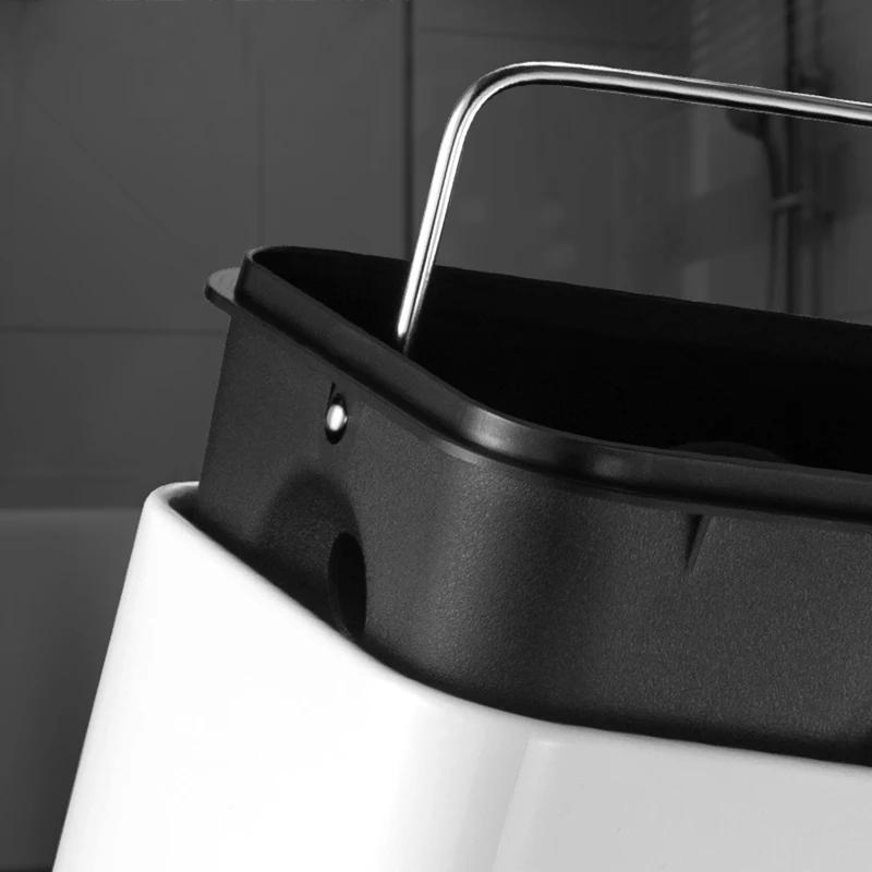 New 5L Stainless Steel Step Trash Can with Silent Gentle Lid for Kitchen Home Office Foot Pedal Trash Can Automatic Dustbin