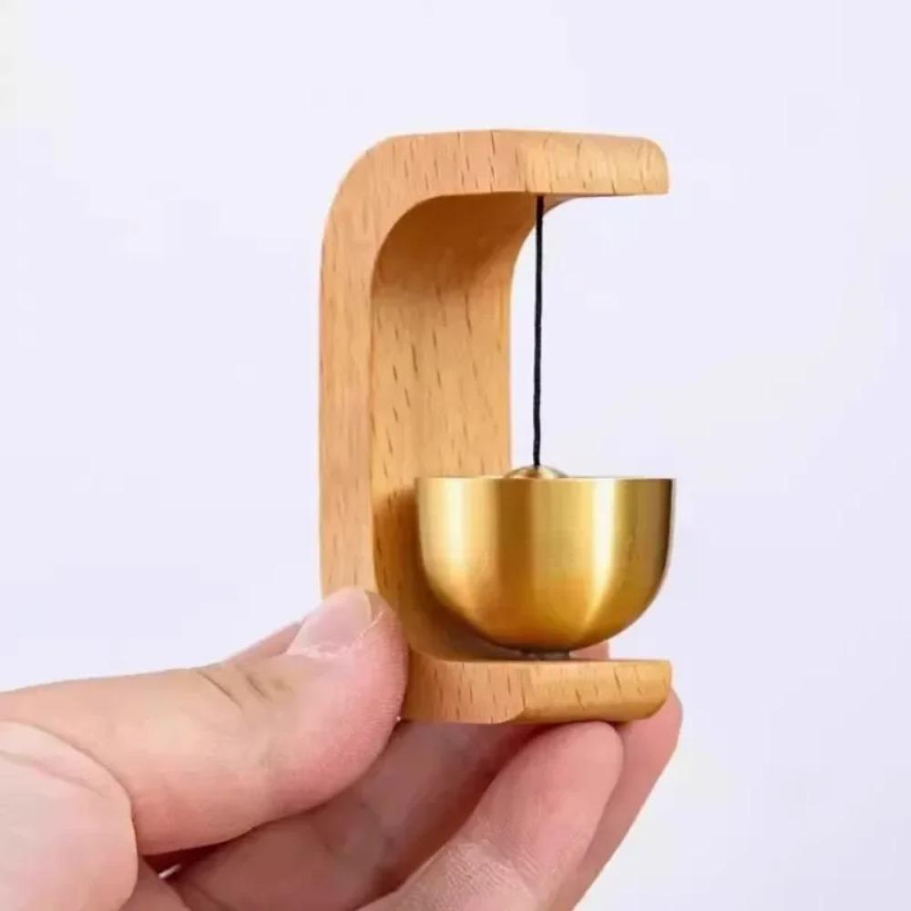 Solid Wooden Doorbell Magnetic Aesthetic Brass Wind Chimes Wireless Jingle Bell Entrance Door Bell Pendant Home Decor