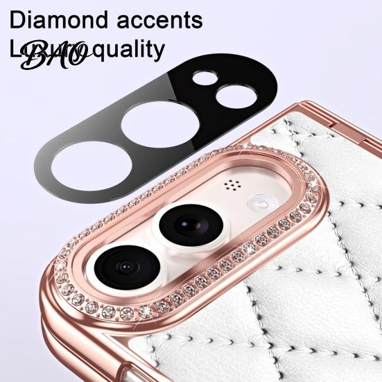 Scratch Resistant Phone Shell Faux Leather Case for IPhone-Duo, with Screen Protector & Hinge Impact Protective Protection, Rhinestone Cover,