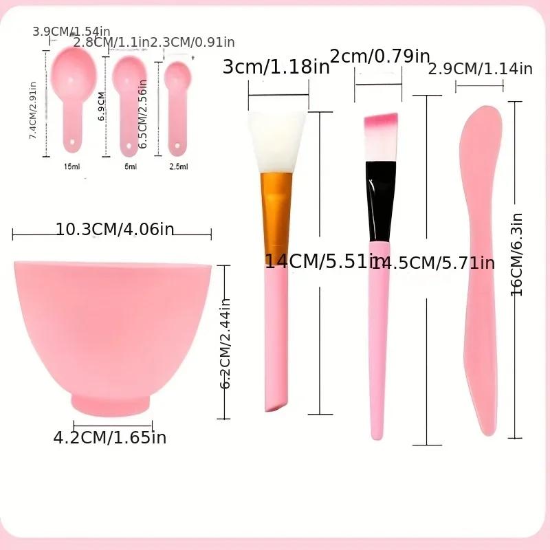 Face Mask Mixing Bowl Set, 7 In 1 DIY Facemask Mixing Tool Kit, Facial Mask Bowl Stick Spatula Silicone Soft Face Brushes Spoons