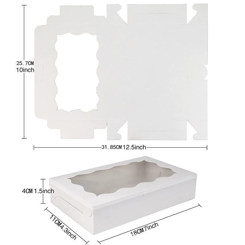 White & Pink Kraft Paper Box with Window for Cakes, Cookies, Muffins, and Egg Tarts