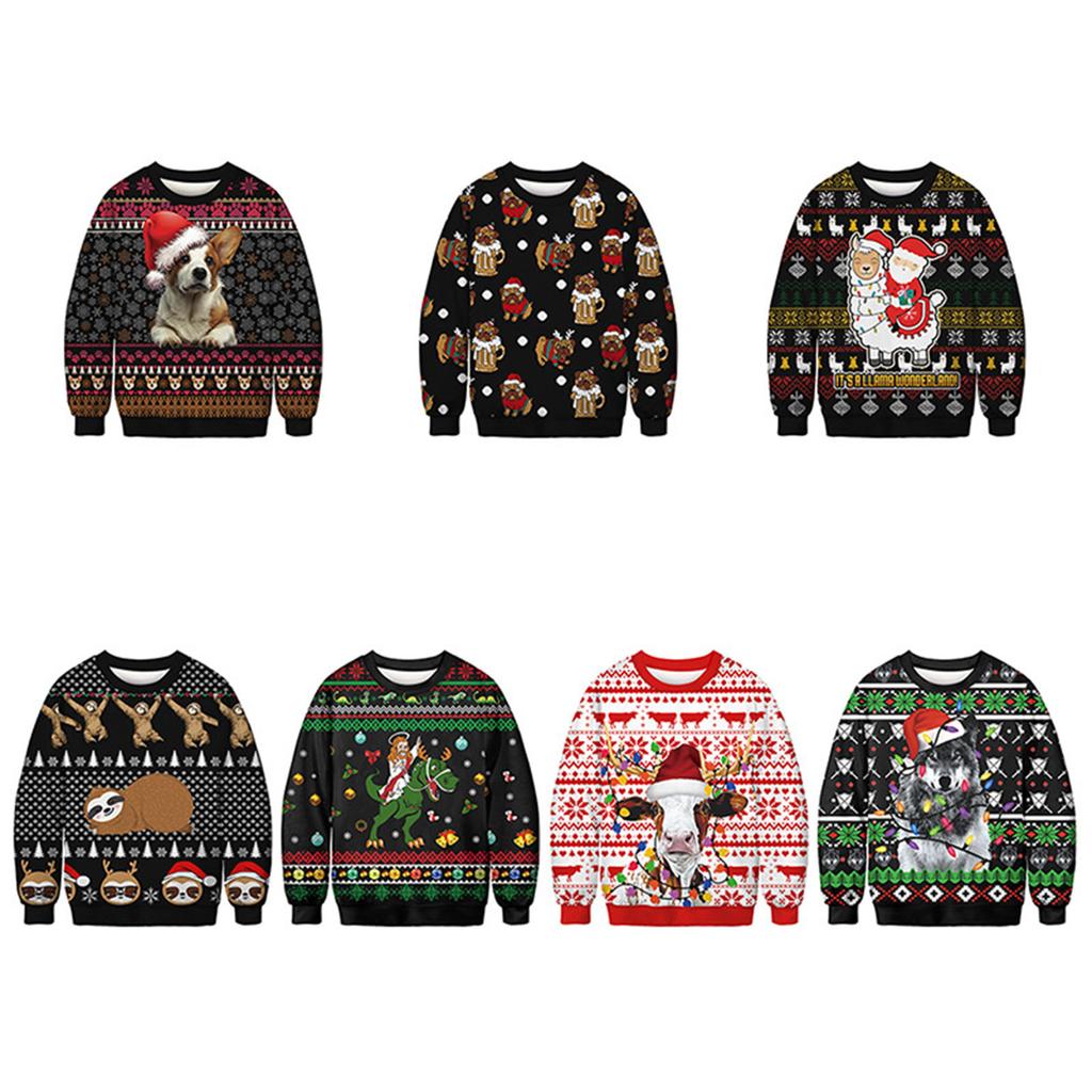 Christmas Casual Round Collar Sweater Spring And  Long Sleeve