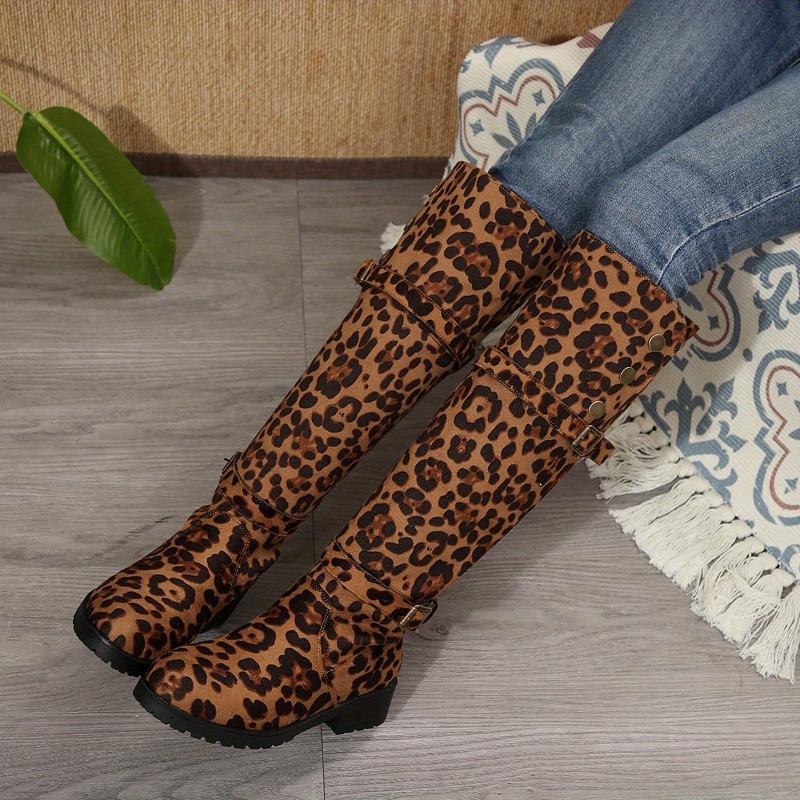Women'S Western Mid-Calf Boots - Slip-On Chunky Heel Round Toe Fabric Upper with Rubber Sole, All-Season Casual Boots for Casual Attire, Cowgirl Boots