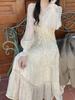2026 Spring/Autumn Women's French Long Sleeve Tiered Cake Dress - Slimming and Tummy-Concealing A-line Skirt