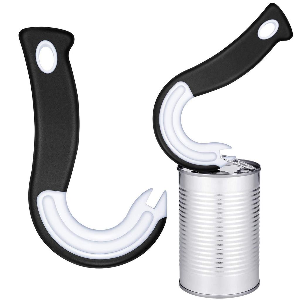 Easy Open Ring Pull Can Opener J Hook Cans Opener Pull Tab  No-Slip Rubber Grip Tin Bottle Tool for Seniors, Children, Weak Hand