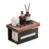 Punch-Free Black Walnut Paper Towel Holder & Wall-Mounted Tissue Dispenser with Mobile Phone Rack