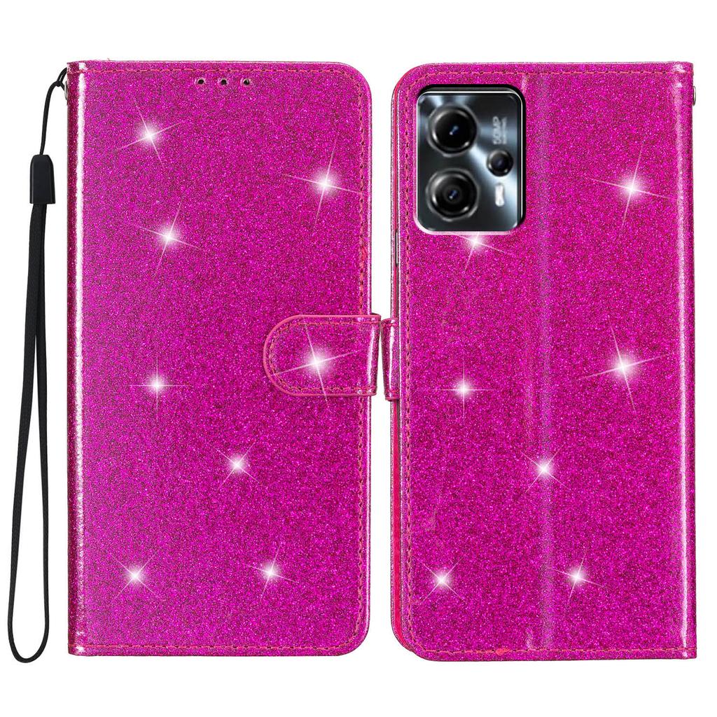 For Motorola Moto G13 4G/G23 4G Glittery Flip Wallet Stand Leather Case Anti-drop Phone Cover