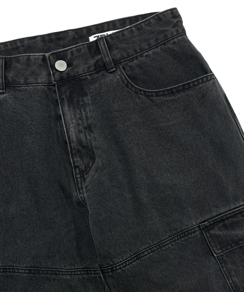 ZPLISH Stone Denim Cargo Pants Black