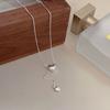 Lovely Sweet 925 Sterling Silver Double Heart Tassel Pendant Necklaces for Fashion Women Jewelry