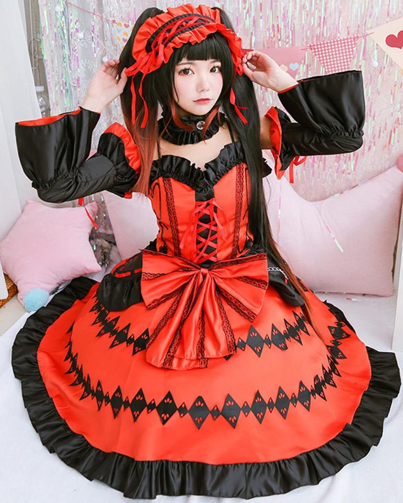 Wig Included Tokisaki Kurumi Cosplay Date A Live DATE A LIVE Halloween Gothic Lolita Tokisaki Kurumi [milky Time]