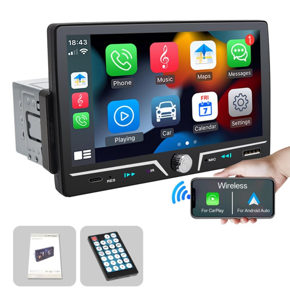 Multifunctional Car Radio 7 Inch IPS Touch Screen 1 Din Wireless Android Auto Carplay 7 Color Bluetooth Type-C Charging Mirror Link Stereo Playback