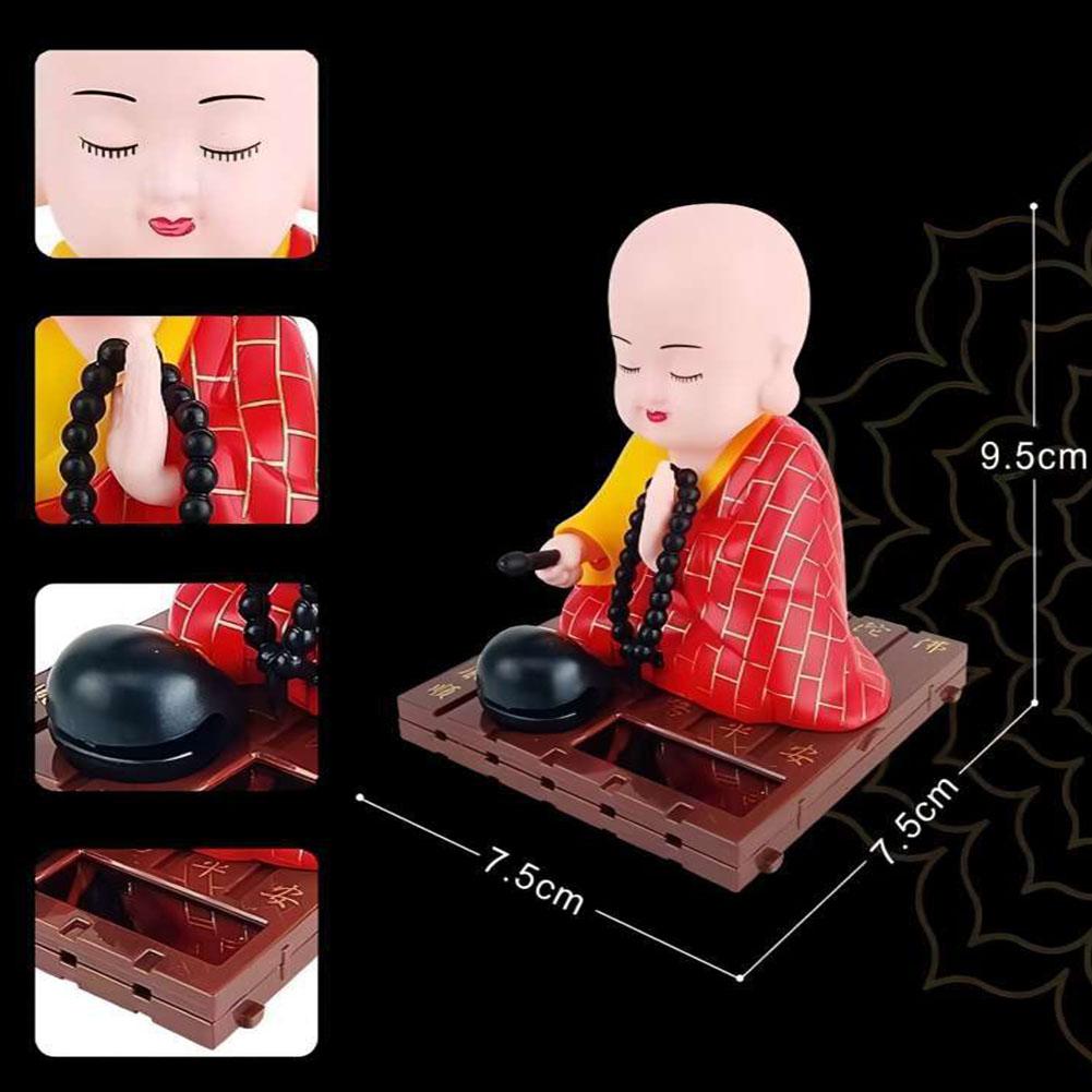 Lovely Solar Powered Bobble Shaking Head Monk Ornaments Dancing Toy Creative Monk Figurines Statues Car Home Office Decoration