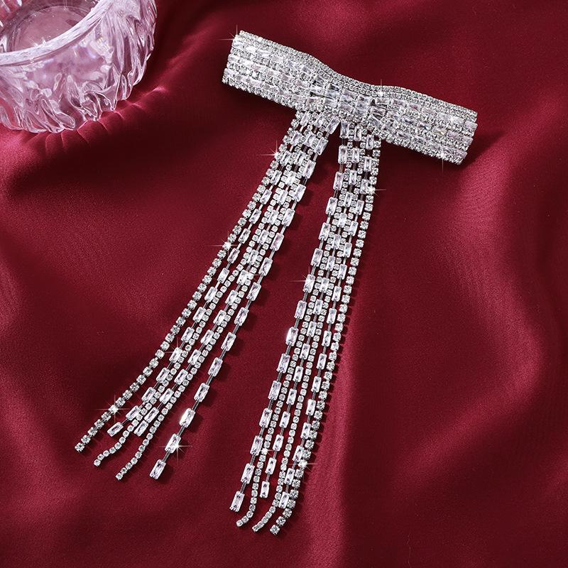 European and American style exaggerated hairpin full of diamonds, zircon tassel light luxury hairpin, personalized design sense wholesale