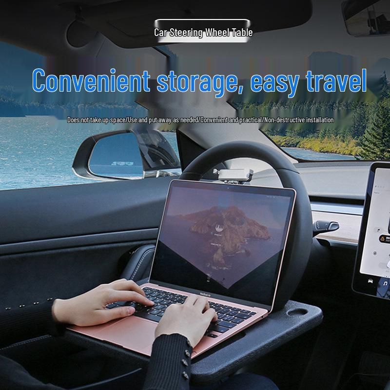Multifunctional Car Steering Wheel Tray: Dining, Notebook, Cup Holder Table