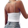 Summer Women Inner Tank Top Solid Color Deep V Neck Casual Tank Top with Thick Drawstring