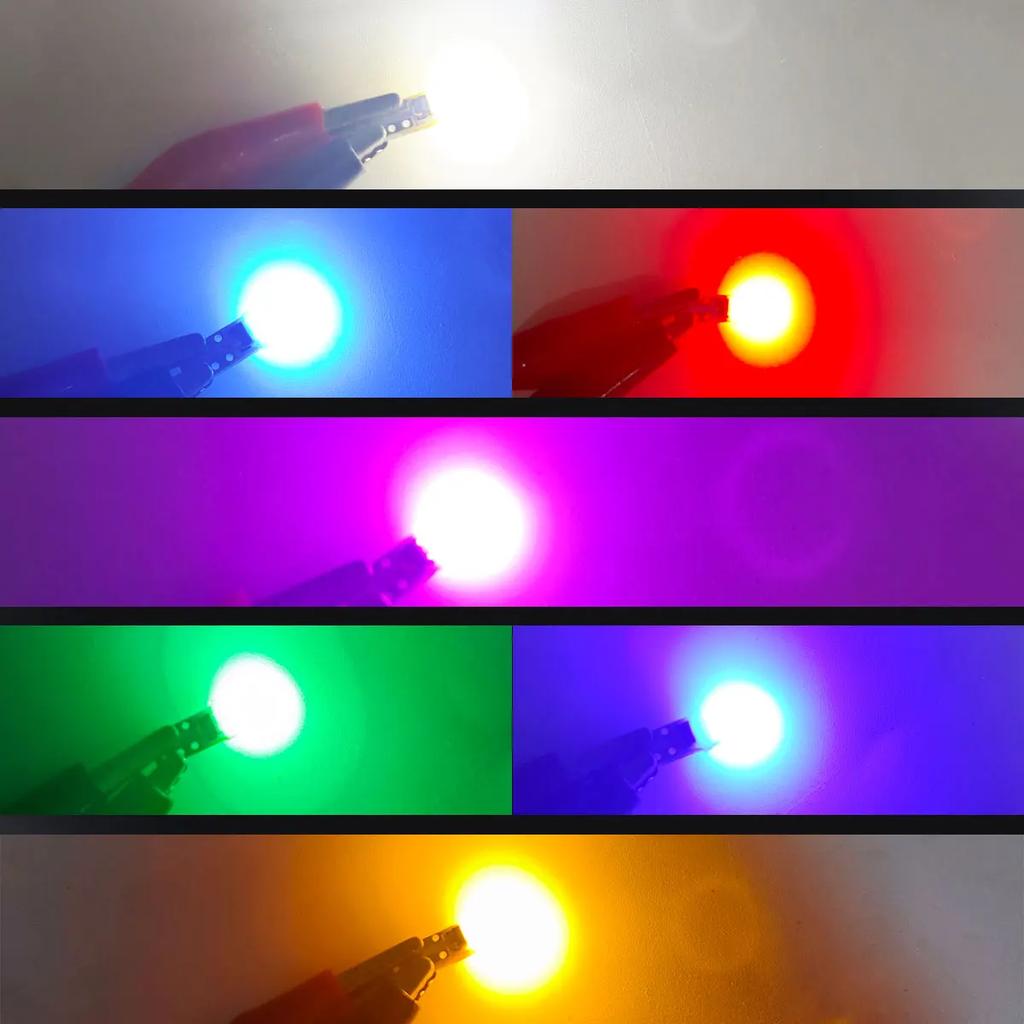 10 Pcs T5 Auto Car Dashboard Lights 2 3014 SMD Reading Instrument Panel Lamp No Polarity Led Bulb White 12V DC