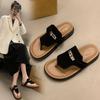 thick-soled toe slippers, women wear summer beach shoes, two sandals, small casual lazy muffin half slippers