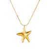 Gold Starfish Pendant Necklace, Dainty Beaded Box Chain Necklace, Chunky Ocean Jewelry for Women Daily Wear Gift