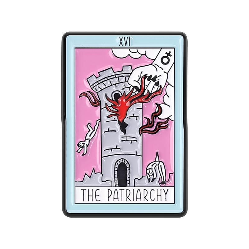Destroy The Patriarchy Enamel Pins Tarot Card Brooches Lapel Badges Clothes Vintage Femininity Jewelry Gift for Friends