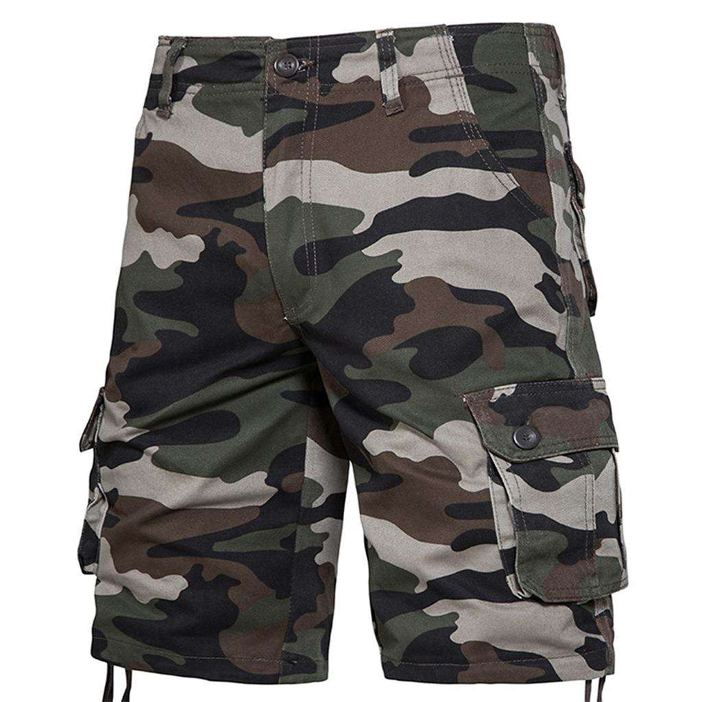 Herren-Sommer-Cargo-Shorts mit mehreren Taschen, lässige Mode, einfarbig, lockere Cargo-Shorts