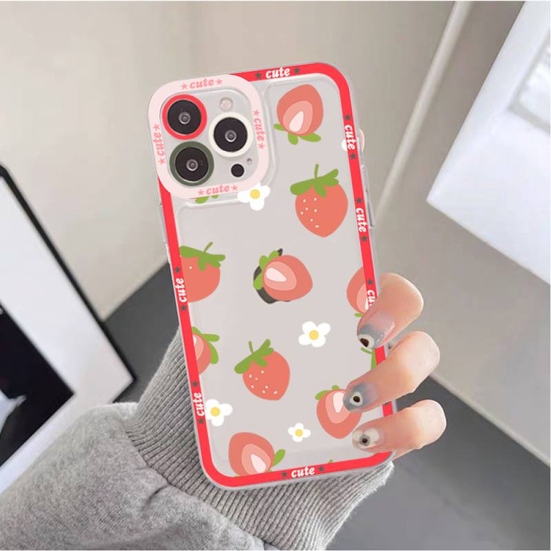 Lovely Cherry Strawberry Phone Case for iPhone 11 12 13 Mini Pro Max 14 Pro Max Case shell