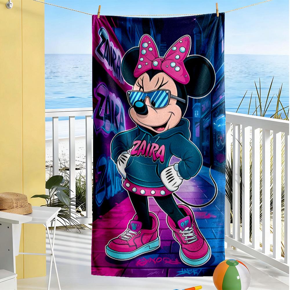 Minnie Mouse Party Decorations Beach Towel Super Soft & Absorbent Comfortable Lightweight Perfect for Traveling Yoga Camping and Swimming
