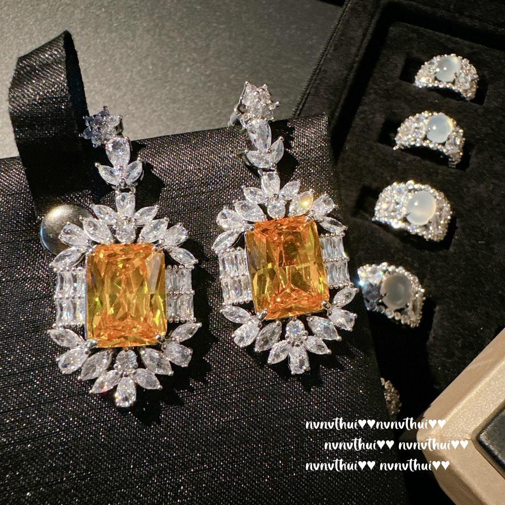 Kanariengelber Turmal Krone Wassertropfen Edelstein Halskette, Sotheby'S, 18 Karat Vergoldet, Dämmerungsgelber Schneeflocken Zirkon Ohrringe