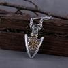 Vintage Viking Vegvisir Compass Rune Spear Necklace Stainless Steel Men's Charm Odin Valknut Amulet Pendant Fashion Jewelry