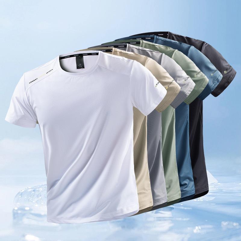 Summer Stretch Ice Silk Short Sleeved T-shirt, Casual Versatile T-shirt