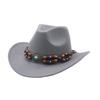 Hot-selling Top Hat, Ethnic Style Cow Label, Western Cowboy Top Hat, Rolled Brim, Retro Riding Hat, Woolen Felt Hat