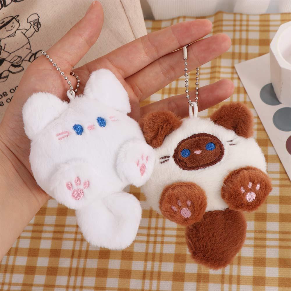 Soft Coffee Cat Plush Keychain Plush Brooch Animal Plush Key Chain Cute Cat Plush Doll Children