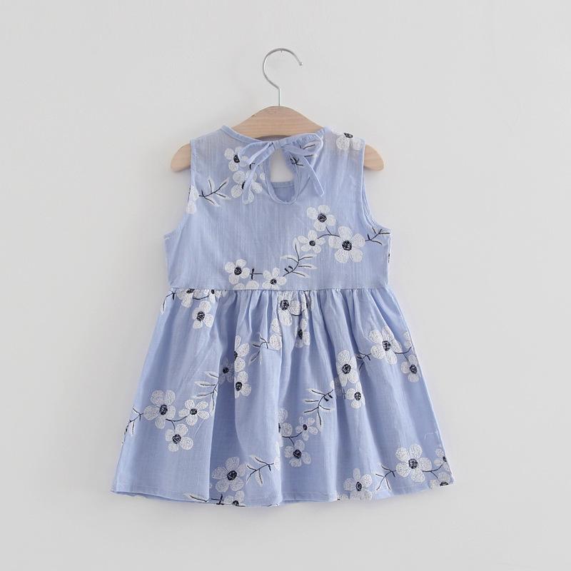 Baby Girls Summer Dress Sleeveless Hollow Back Pleated Skirt T-Shirt Dress 0-24 Months Breathable Photoshoot & Party Outfit