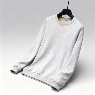 Yousheng Men Fleece Lined Sweatshirt Warm Winter Pullover Crew Neck Autumn Thickened Basic Top for Daily Wear Sports Street Work
