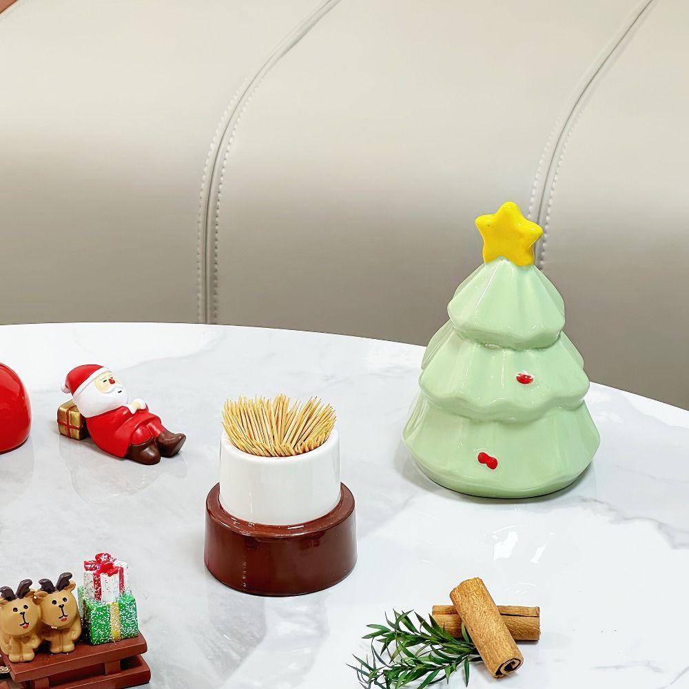 Christmas Tree Shaped Toothpick Dispenser Box Creative Toothpick Tube  Christmas Decorations