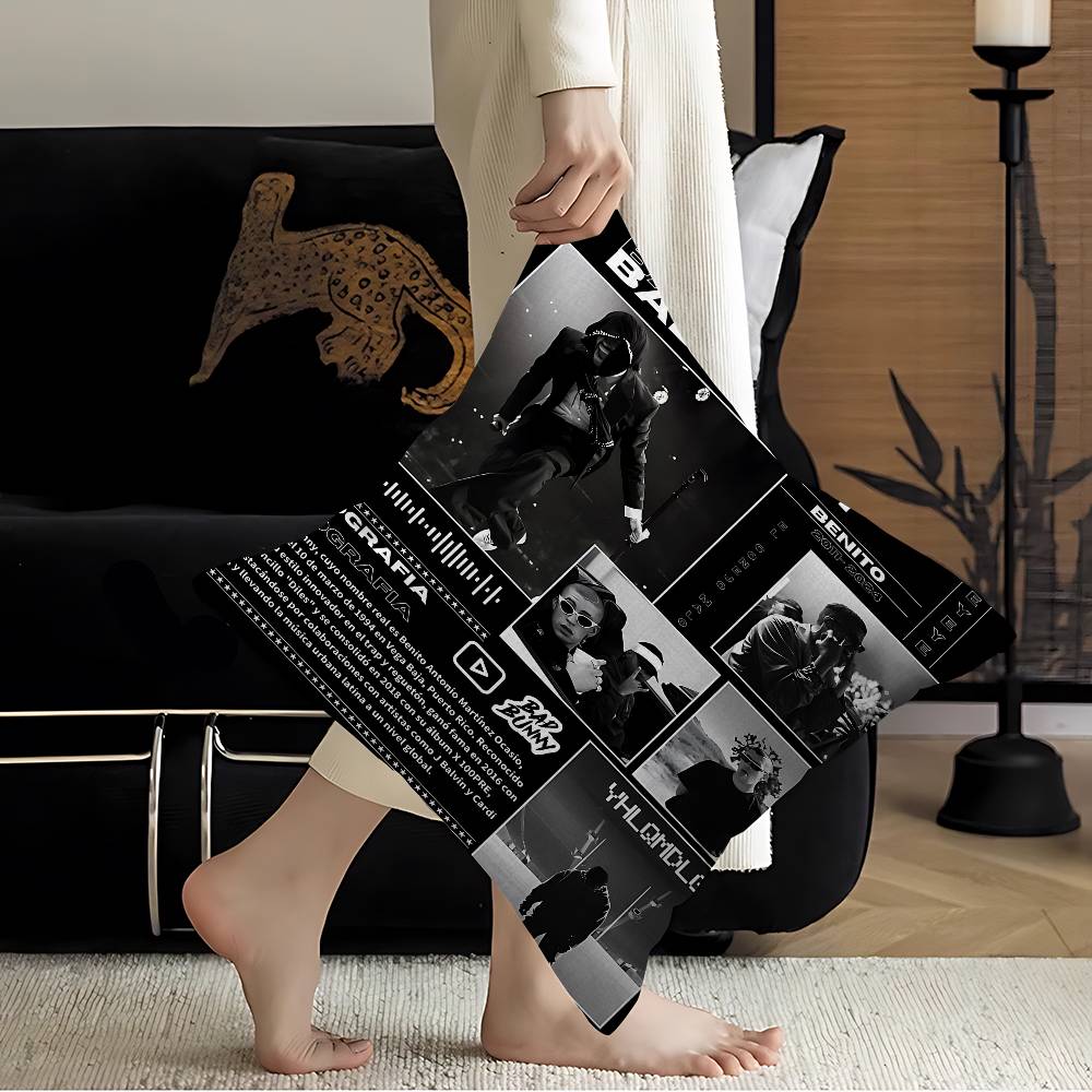 Pop Hip Hop Rapper Bad Bunny Pillowcases Home Bedding Decorative Pillow Cover Wedding Super Soft Pillow Case