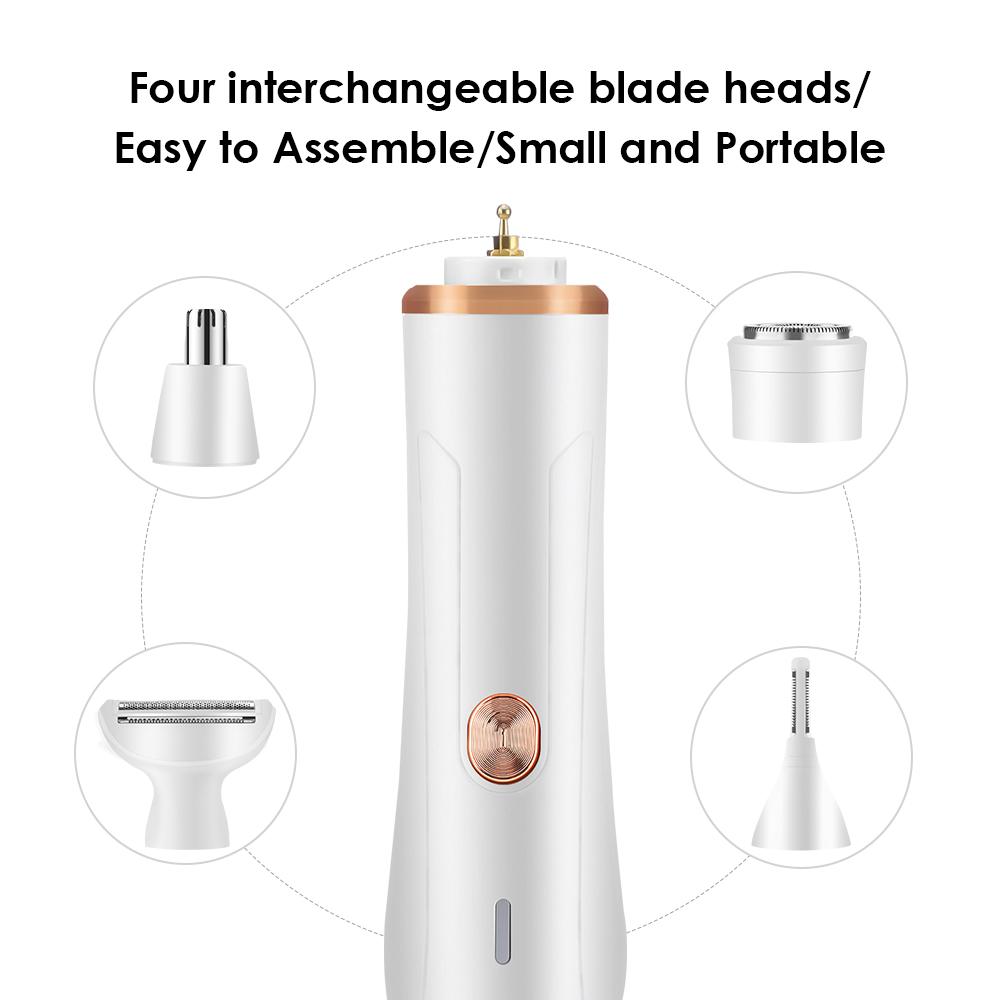 4 In1 Electric Lady Shaver Body Hair Removal Epilator Painless Cordless Trimmer Razor Eyebrow Trimmer Nose Hair Epilator