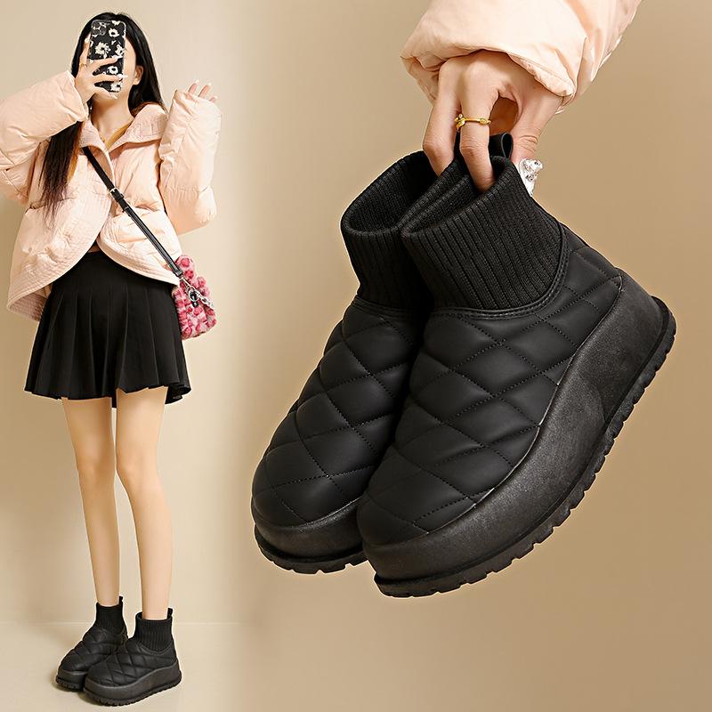 Fleece High-top Snow Boots Women's 2025 Winter New Student Ins Korean Version of Thermal Casual Shoes Cotton Shoes MX7801
