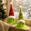Front Wall Festive Hanging Decor Christmas Tree Green Haired Plush Ornament, Stuffed Animal Doll Dwarf Garden Holiday Accents Figurine, Party Supplies