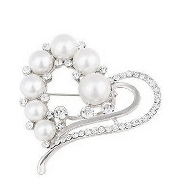 Koreanische Perlen-Diamant-Herzbrosche – Pfirsichherz-Anstecknadel für Kragen und Schalschnalle
