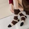 Lantern Socks, Women's Color-blocking Mid-calf Socks, Slightly Pressed Striped Women's Socks, Cotton Long Calf Socks