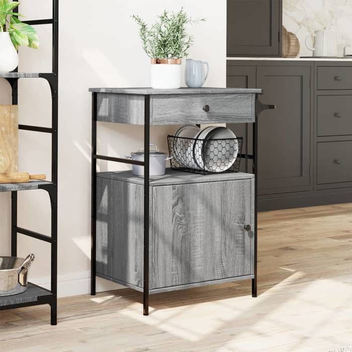 VidaXL Kitchen Cart, Shelf with Wheels, Service Cart, Indoor Living Room Bathroom Storage Furniture, Sonoma 842394
