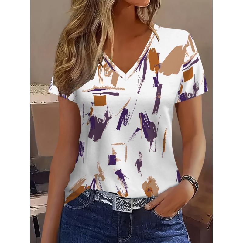 Summer Women s V-neck Short Sleeve 4XL
