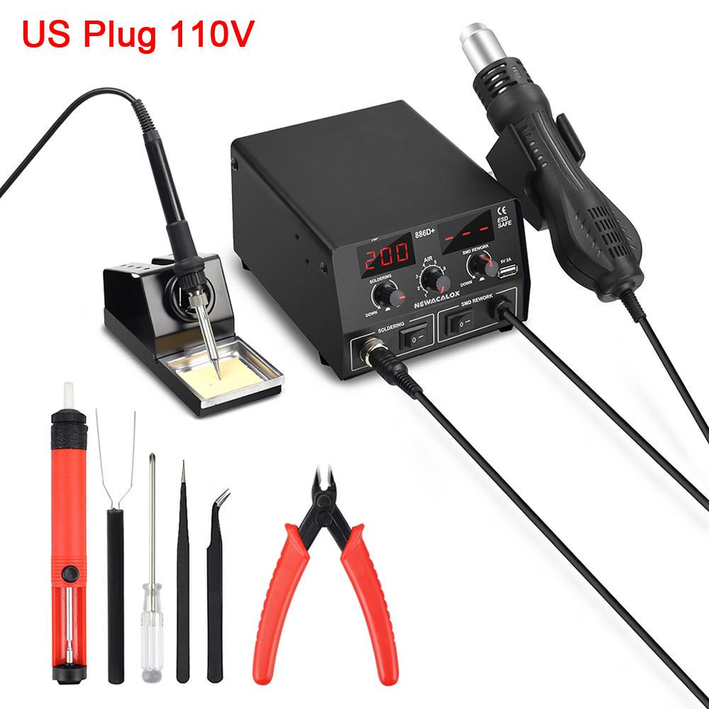 2in1 Soldering Iron SMD Rework Station Hot Air Gun Welder Digital Solder 750W UK