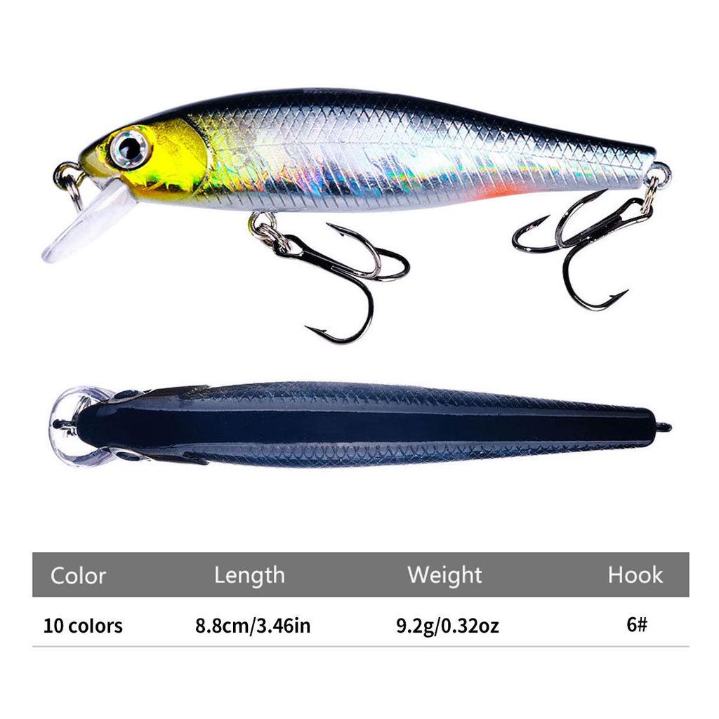 9g Slow Sinking Minnow Lure for Stream, Creek, and Sea Fishing