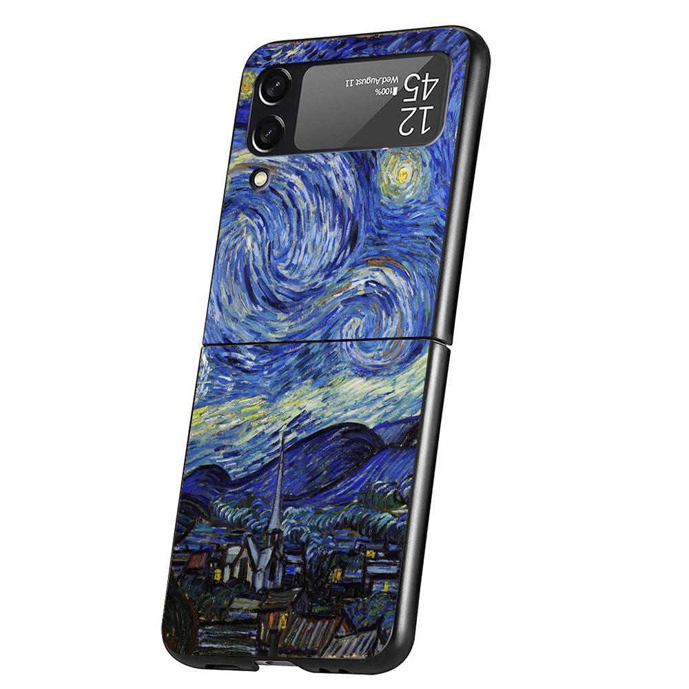 Van Gogh Oil Art Painting Cover Phone Case For Samsung Galaxy Z Flip 7 6 5 4 3 5G Flip7 Flip6 Flip5 Flip4 Flip3 Black Fundas She