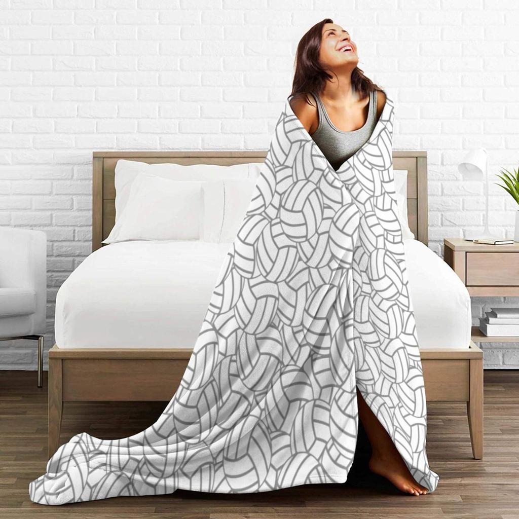 Volleyball Print Flannel Blanket Bedspread Nap Blanket Sports Theme Blanket