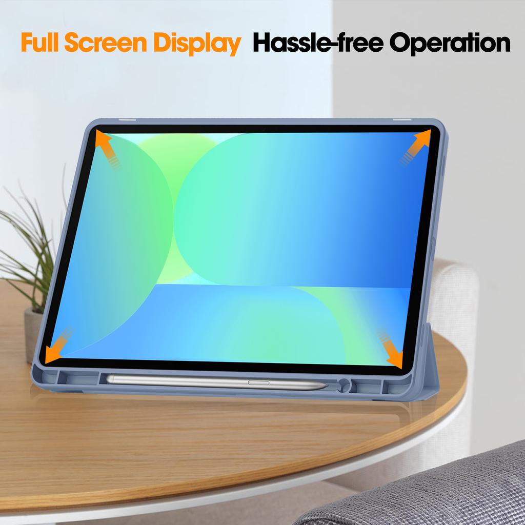 For Samsung Galaxy Tab S10 Lite/S10 FE/S9 FE Stand Case Shock-Absorbent Leather Tablet Cover with Pen Slot