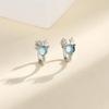 Reindeer Antler Blue Zircon Ear Cuff - Transparent Clip for Students & Best Friends, Christmas Gift